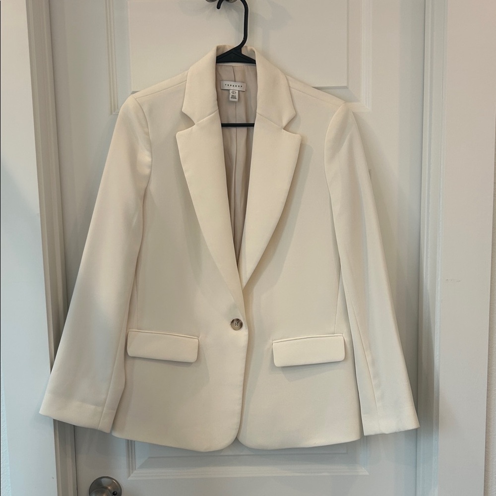 Topshop Cream Single-Button Blazer